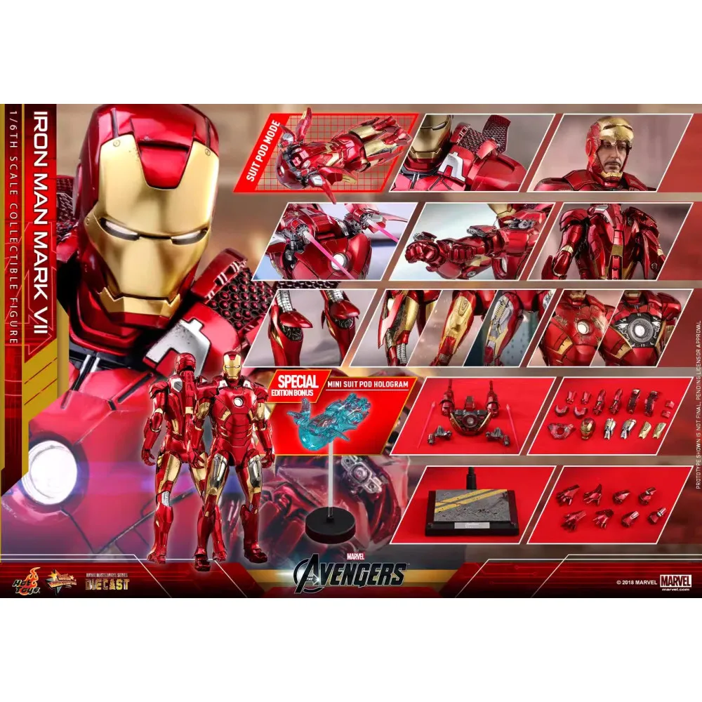 

2024 Original Hot Toys 1/6 Mms500-d27 Marvel Avengers Alloy Iron Man Mk7 1/6 Anime Action Figure Collection Model Toys Kid Gifts