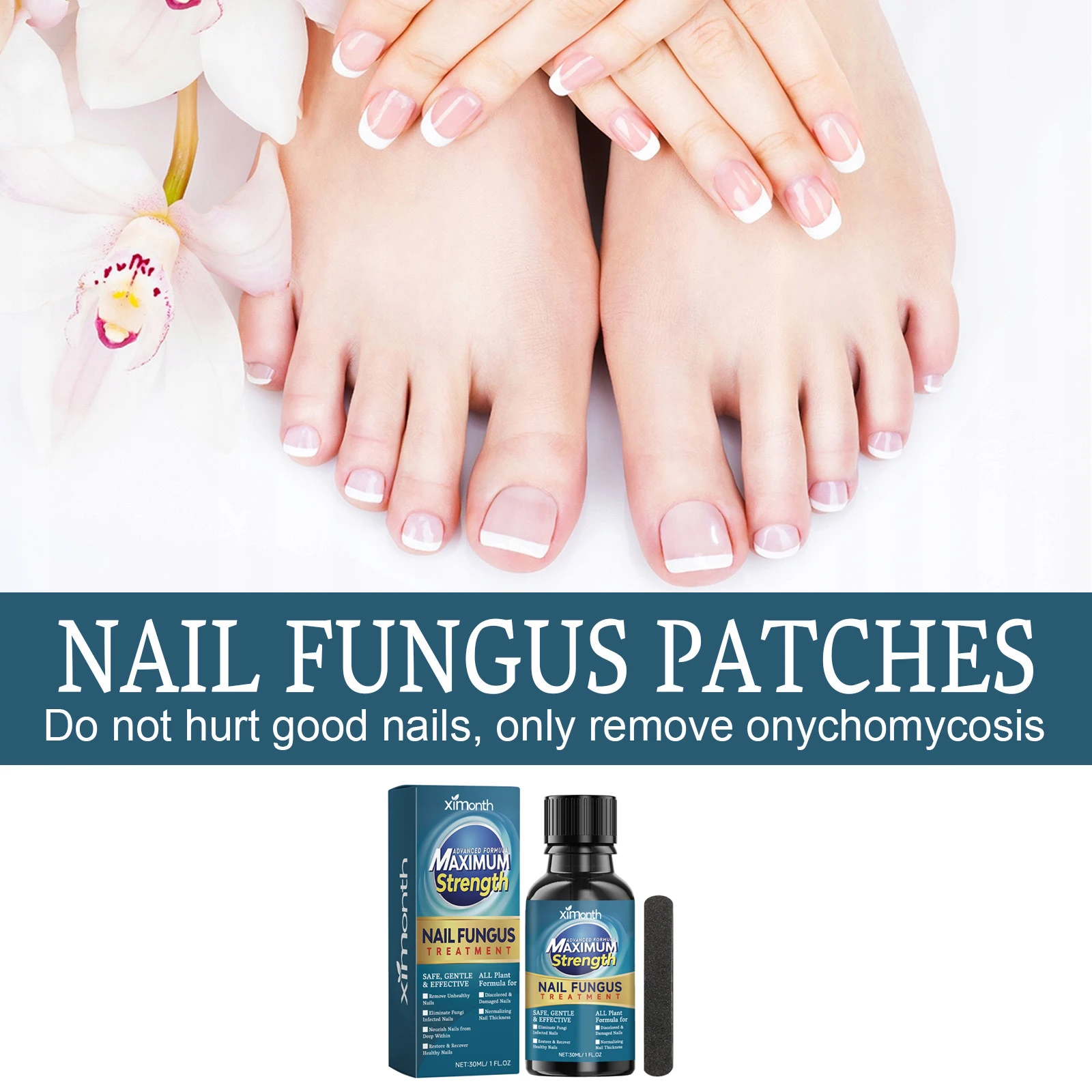 Płyn do pielęgnacji paznokci u stóp na grzybicę, leczenie szarego grzybicy paznokci, onychomikoza, antyinfekcyjny, odżywczy, regenerujący, naprawczy esencja do stóp.