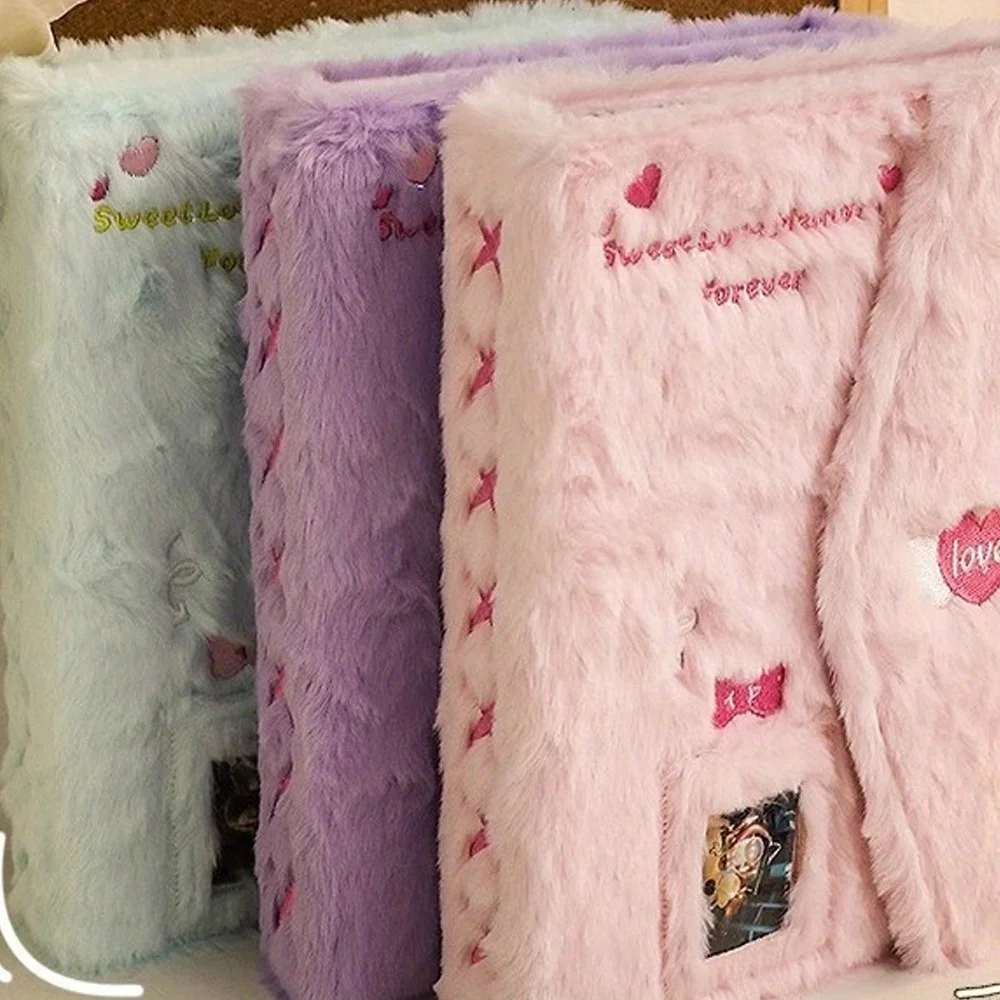 

Memory Keeper - Embroidered Photo Album To Store Your Precious Memories, Cute And Fluffy A5 Four-grid Card Album