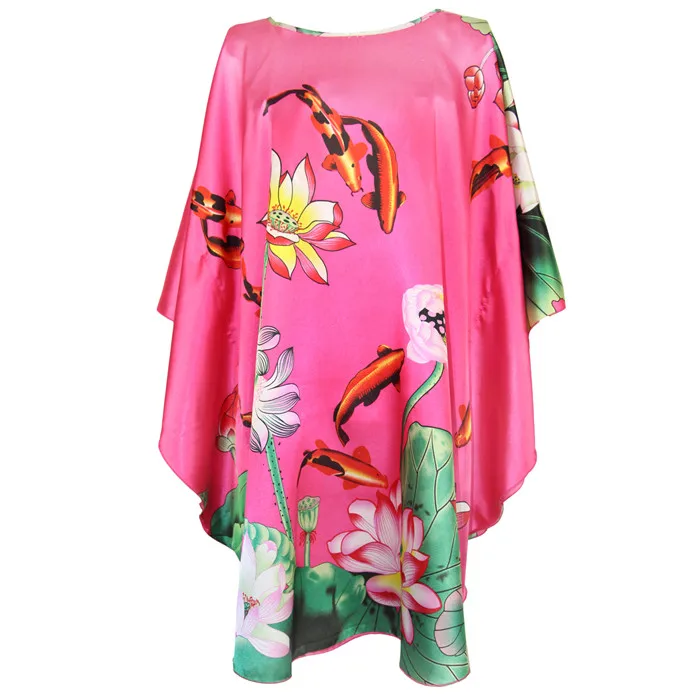 Print Flower Sleepdress Women Bathrobe Nightgown Plus Size 6XL Rayon Night Dress Sleepwear Sexy Robe Kaftan Gown Negligee