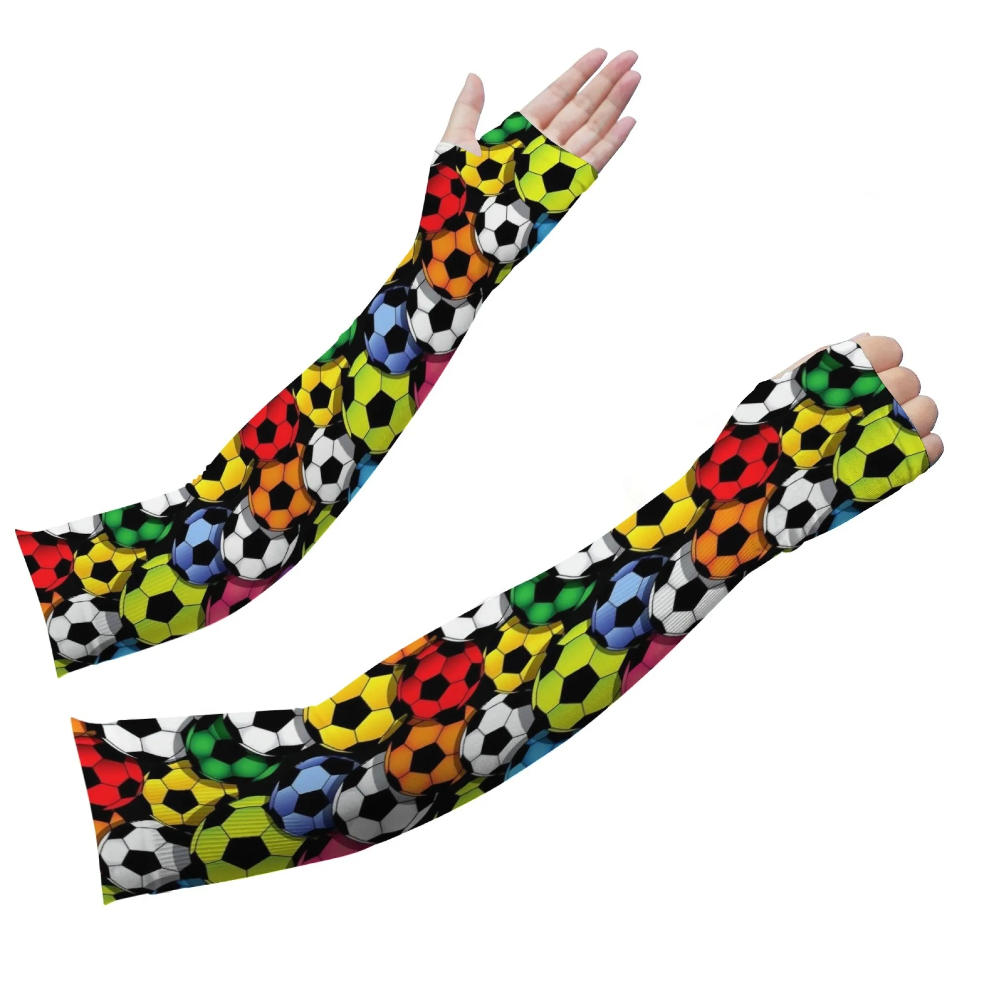 Maniche con stampa calcio felice cartone animato novità divertenti maniche protettive morbide traspiranti antiscivolo comode moda unisex