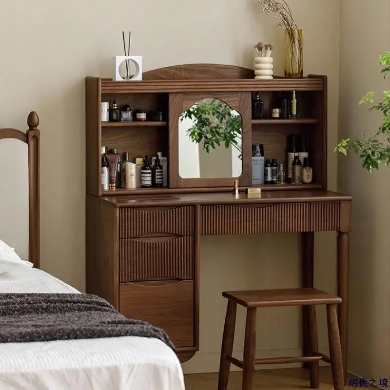 

North American black walnut all-solid wood dresser Modern integrated bedroom small apartment solid wood makeup table