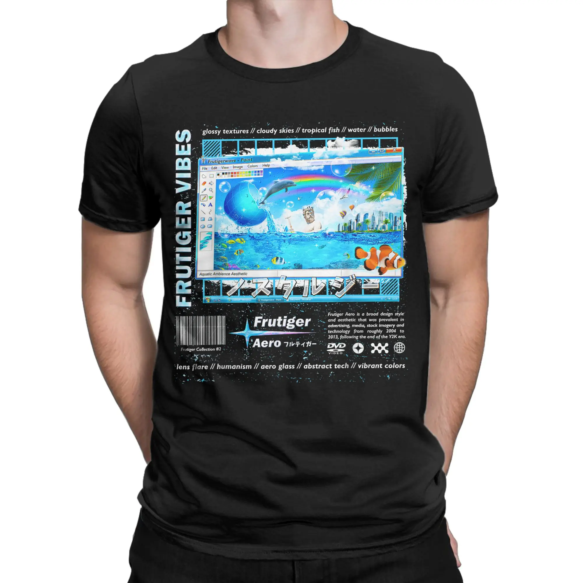 Frutiger Aero Fashion Collection Frutiger Vibes Men's T Shirts Funny Tees Short Sleeve Crew Neck T-Shirt 100% Cotton Clothes
