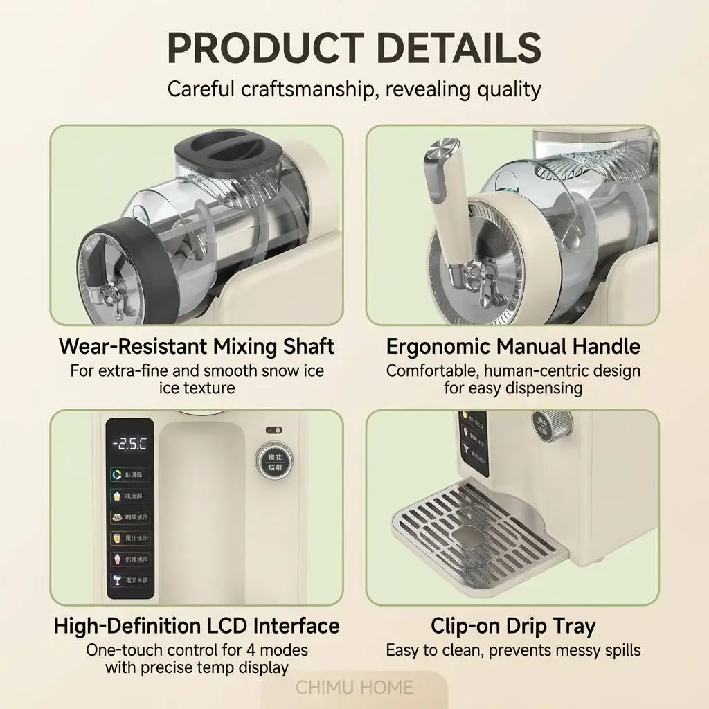 【CHIMU HOME】Smart Snow Ice Machine 4-in-1 Slush Maker Ice Cream Milkshake Shaver for Home Cafe R290 Eco-Friendly