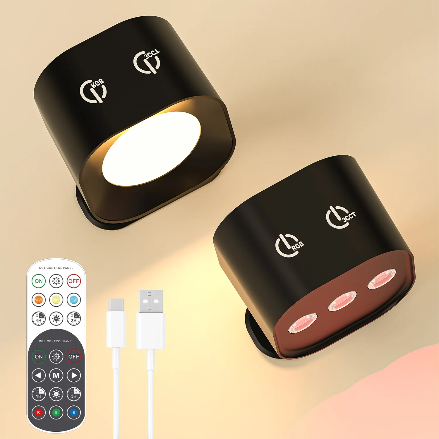 Led Wandlampen Met Remote Usb Oplaadbare Muur Schans Dimbaar Rgb + 3 Kleur Temperatuur Magnetische Draadloze Wandlamp Voor Kamer