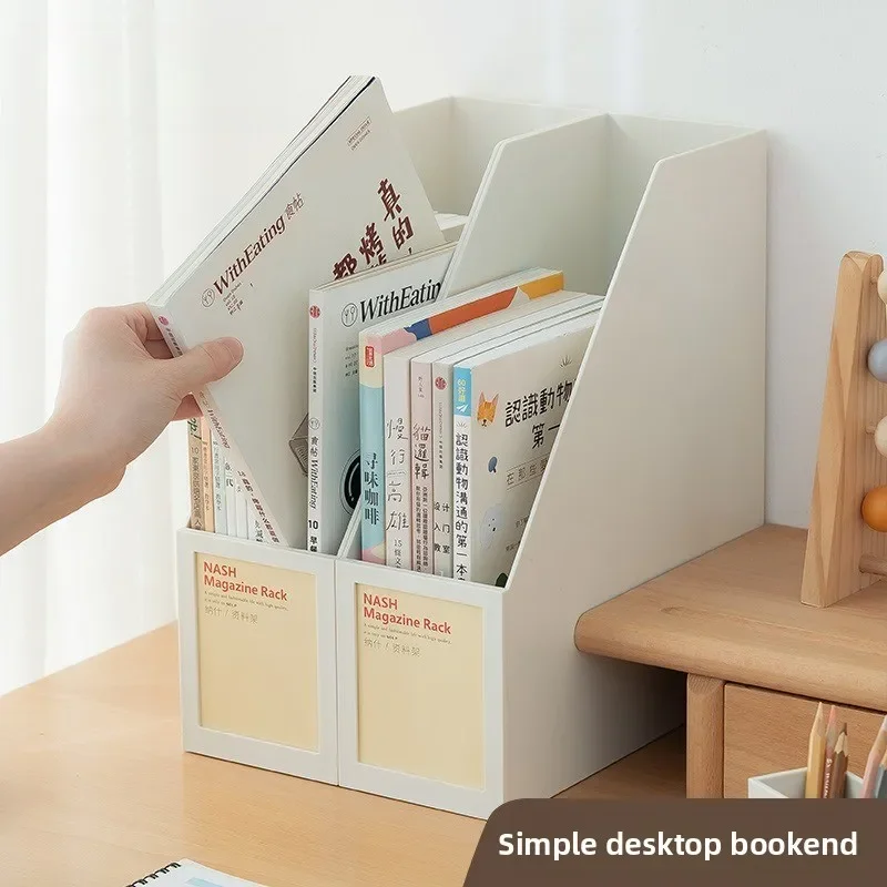 2026 Plastic Bookstand Class Desktop Book Collection Shelf Bookend A4 File Grid Finishing Thickened Classroom Bookshelf