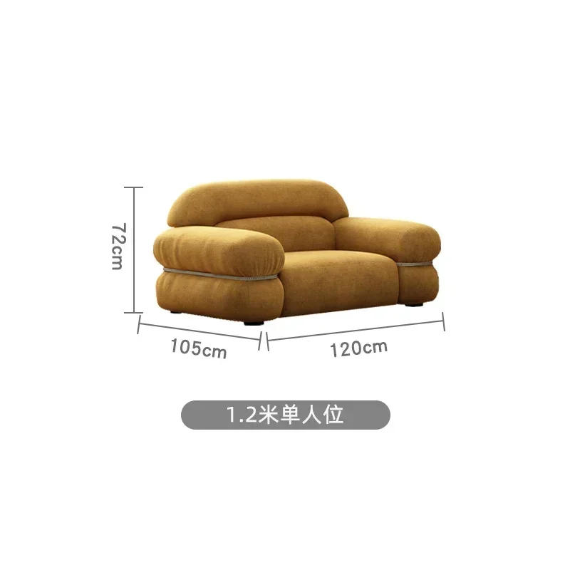 أريكة إيطالية بسيطة على الطراز الكريمي، أريكة قماشية صغيرة لغرفة المعيشة #6