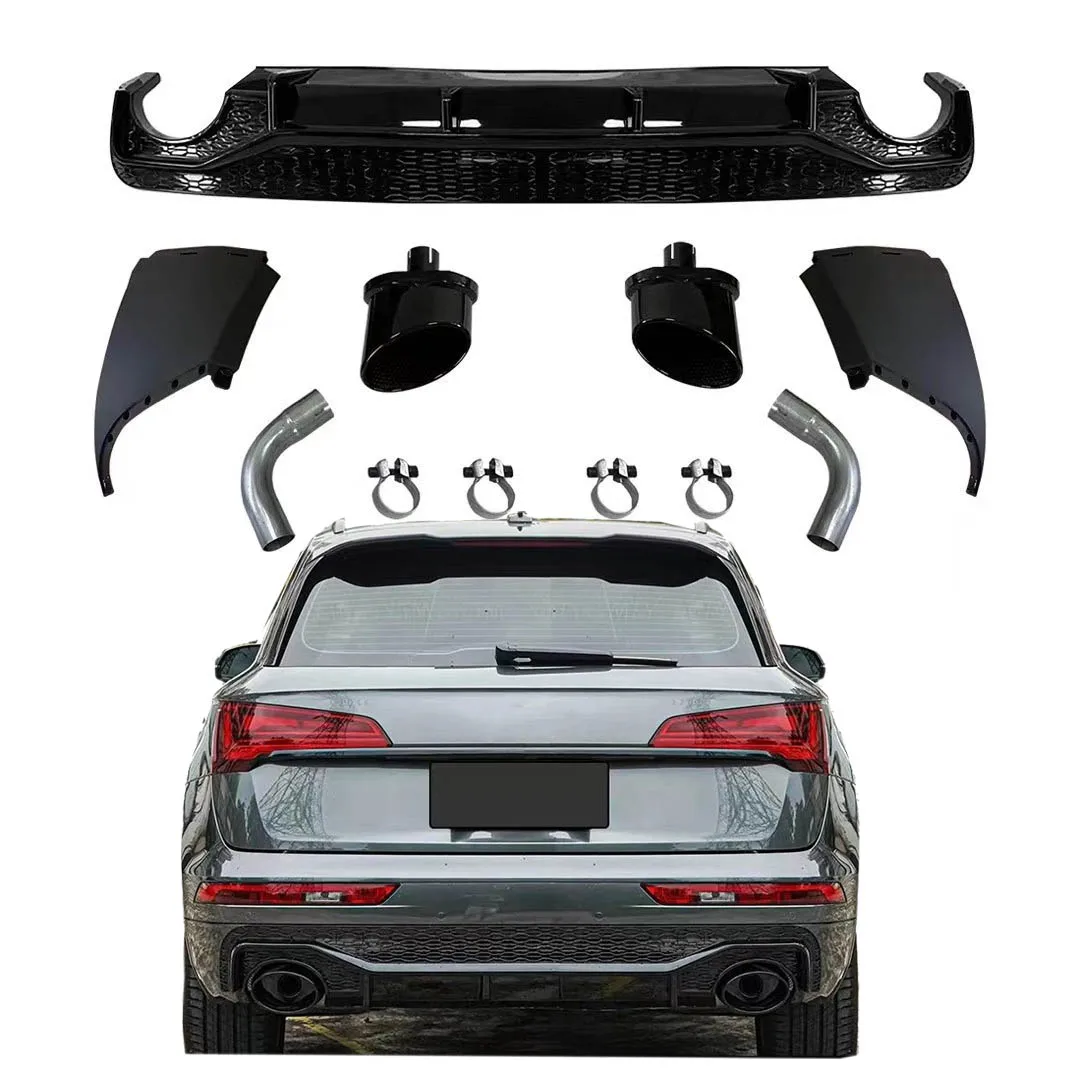 

Auto rear bumper rear diffuser for Audi Q5 2021-2023 year upgrade to RSQ8 model body kit with exhaust