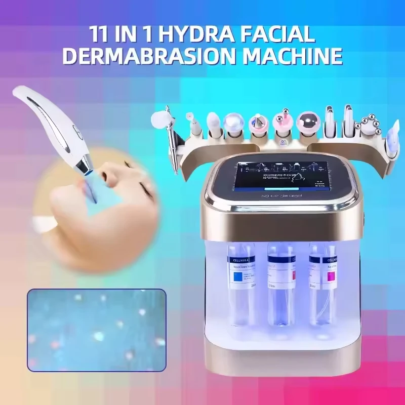 

11 in 1 Hydra Oxygen Bubble Skin Facial Machine with Skin Analyzer Multifunctional Hydradermabrasion Aqua Facial Care Device