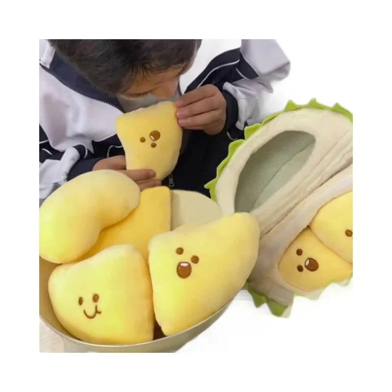 Novo criativo destacável durian brinquedo de pelúcia fruta durian plushie brinquedo travesseiro bonito peeling durian boneca de pelúcia macio vívido frutas boneca