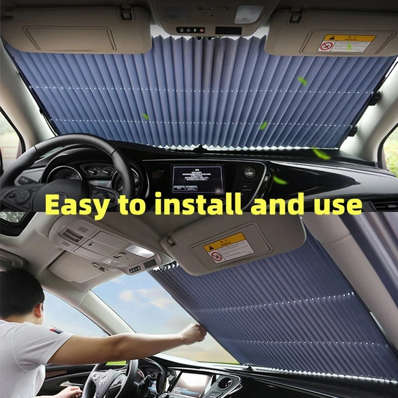 Car Front/Rear Window Sunshades Retractable Windshield Curtains for Sun Visor Car Sun Shades Summer UV Blocking Sun Protective