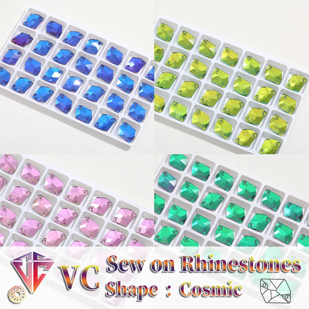 New Gradation Color Sew On Stone Cosmic Glass Crystal RhineStones Flat Back For Clothing /jewelry Design DIY/ Craft Dress