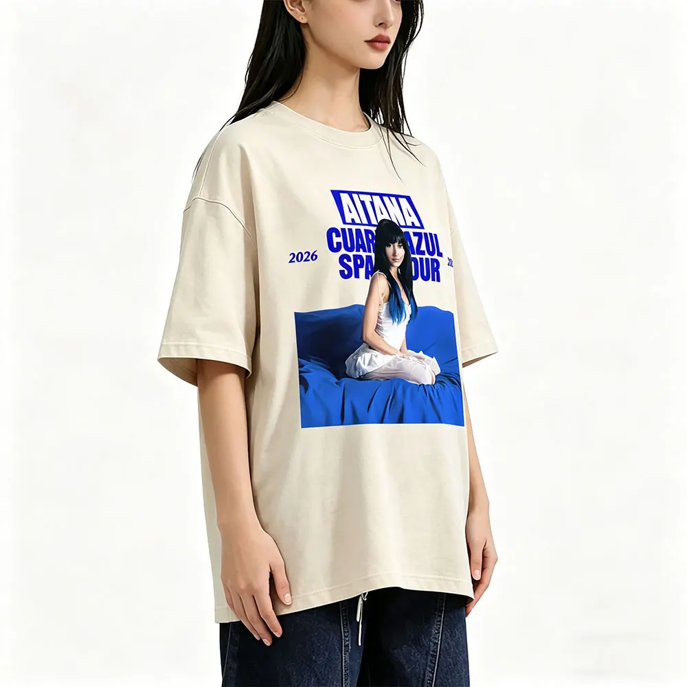 

Singer Aitana Graphic T Shirts CUARTO AZUL Tour 2026 T-shirt Men's Women Clothing Fashion Oversized Cotton Short Sleeve T-shirts