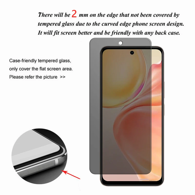 For Vivo Y28 4G Glass For Vivo Y28 4G Tempered Glass 6.68 inch Anti-spy Privacy 9H Screen Protector For Vivo Y28 Lens Film