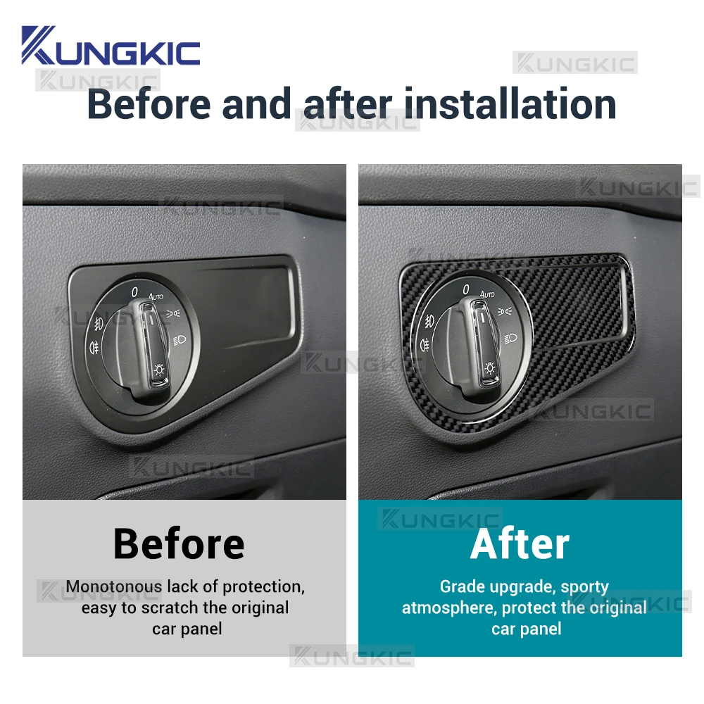 ل Volkswagen VW Tiguan AD1 mk2 2018 2019 2020 2021 ريال لينة ألياف الكربون لامعة الأسود ملصق LHD RHD العلوي التبديل الإطار