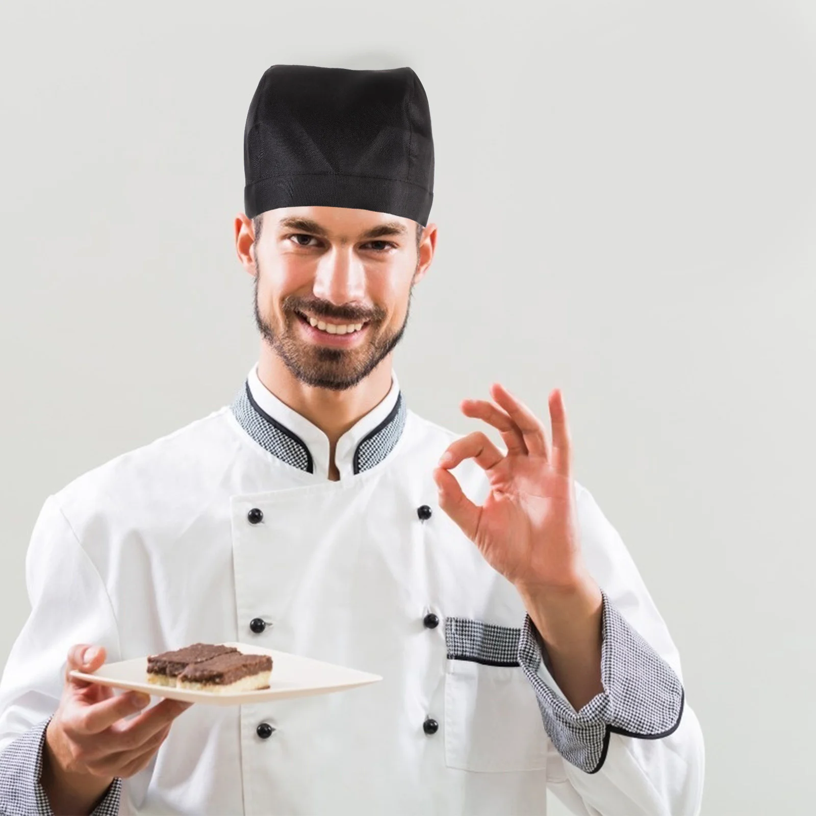 Zwarte Catering Skull Cap Canvas Chefs Hat Verstelbaar Lint Geschikt voor de meeste volwassenen Comfortabele slijtage Piraat Tulband Catering Skull Cap