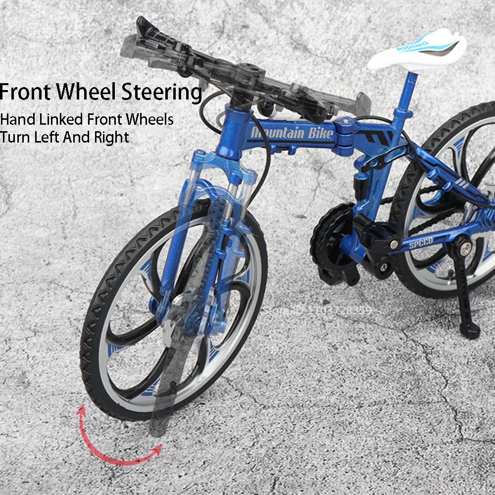 Bicicletas plegables en miniatura 1:8, modelo de juguete, bicicletas todoterreno, neumáticos de goma fundidos a presión de aleación, juguetes de bicicleta con absorción de impacto para niños, regalos