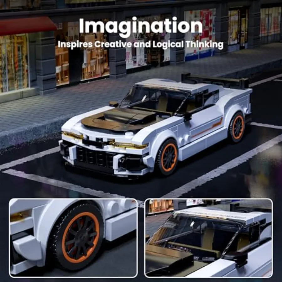 ZL-1 Classic Sports Car Building Kits, MOC Racing Car Toys Model, Vehicle Blocks Set Suitable for Boys to Build, House Decorati view 4