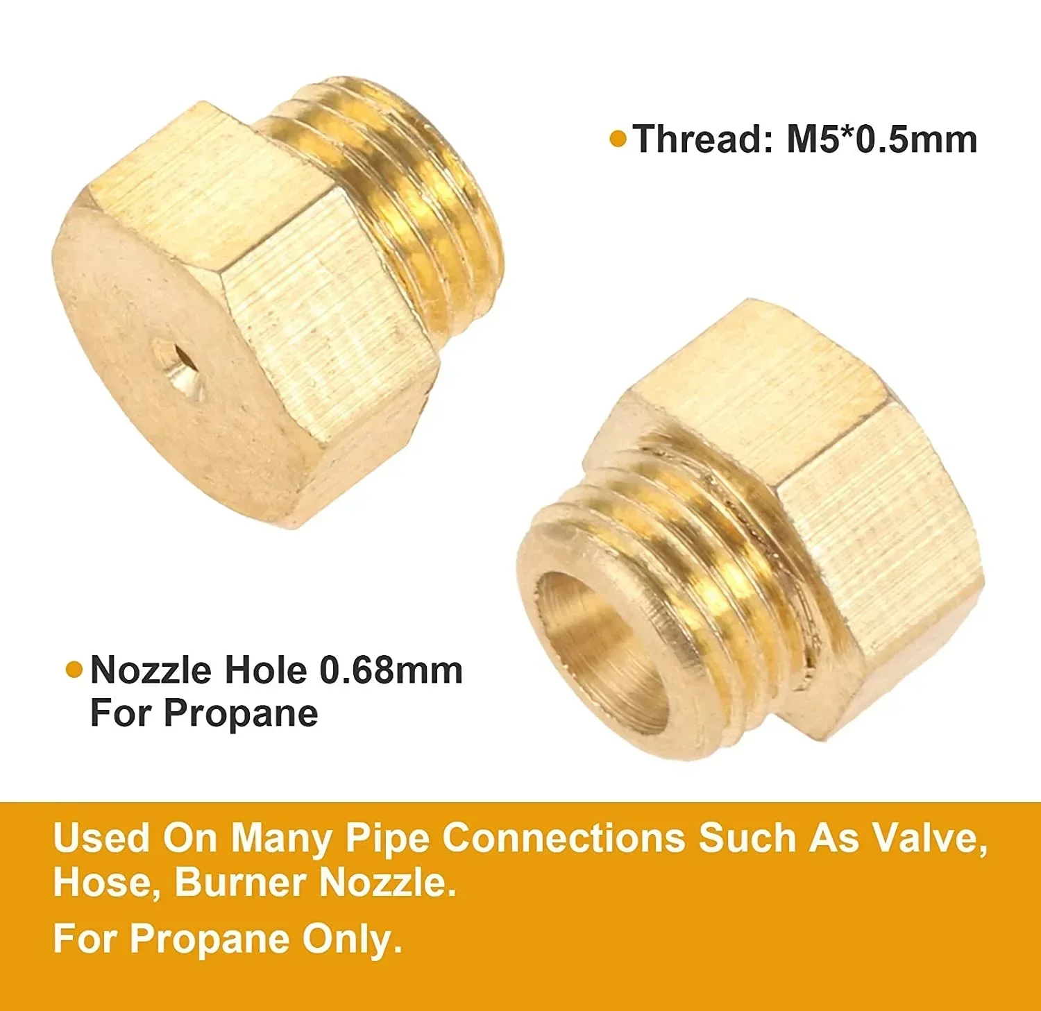 20pcs/lot Brass Propane LPG Gas Pipe Water Heater DIY Burner Parts M6x0.75mm/0.5mmx10 + M5x0.5mm/0.68mm x10 Jet Nozzles Replace