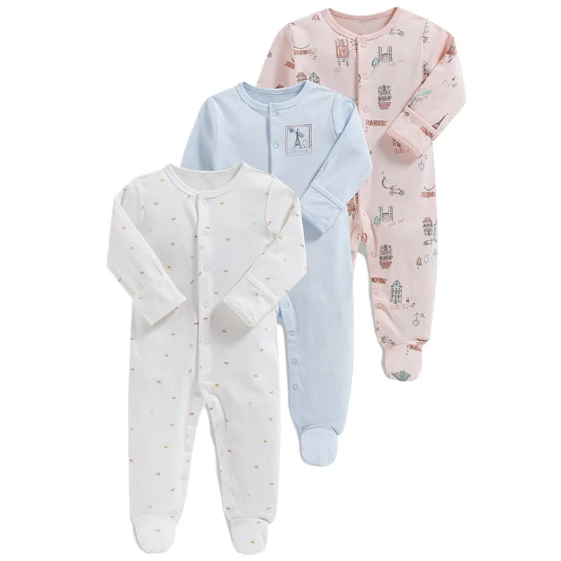 3Pcs Newborn Baby Bodysuit 100% Cotton Clothes Boys Girls Long-Sleeved Bottoming Romper Newborn Jumpsuit for All seasons