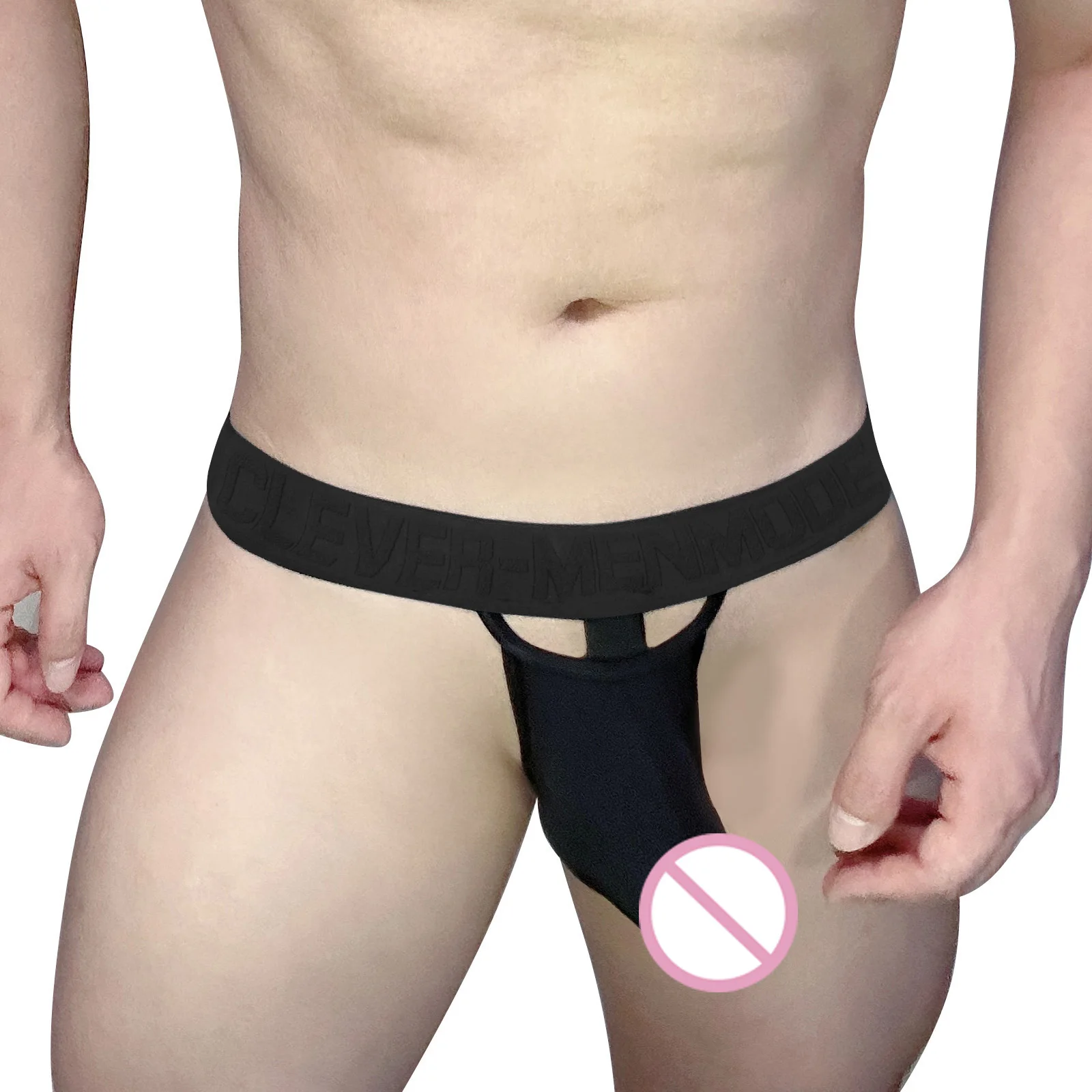 CLEVER-MENMODE Sexy Men Underwear Penis Ring Cockstrap Panties Inner Cockring Briefs Ice Silk Sheer Underpants slips hombre