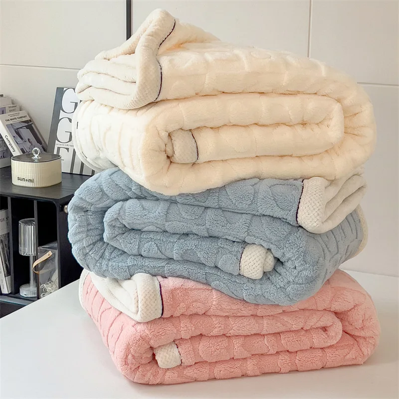 Winter Warm Blanket Taffeta Velvet Bed Blanket Sofa Cover Plaid Bedspread for Twin Double Queen King Coral Fleece Winter Sheet