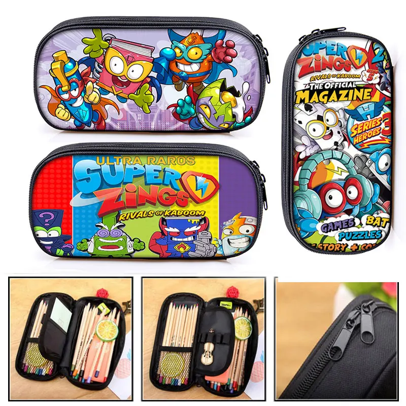 Cartoon Super Zings Cosmetic Case Pencil Box Kid Stationary Bag School Supplies Gift