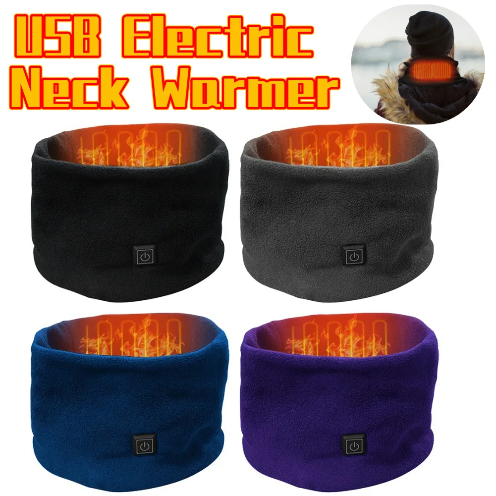 USB Outdoor Heating Scarf 3 Gears Adjustable Temperature Electric Neck Warmer Windproof Thermal Neck Gaiter for Cycling Camping