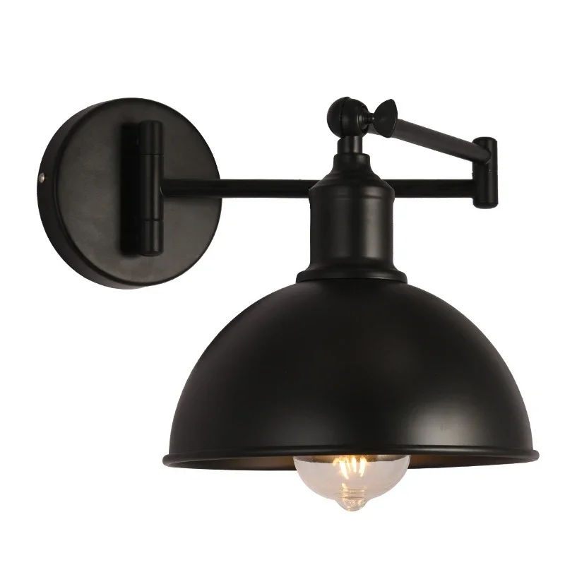 

American Retro Folding Arm Iron Wall Lamp Bedroom Bedside Lamp Antique Wall Lamp Living Room Hotel Study Reading Wall Light