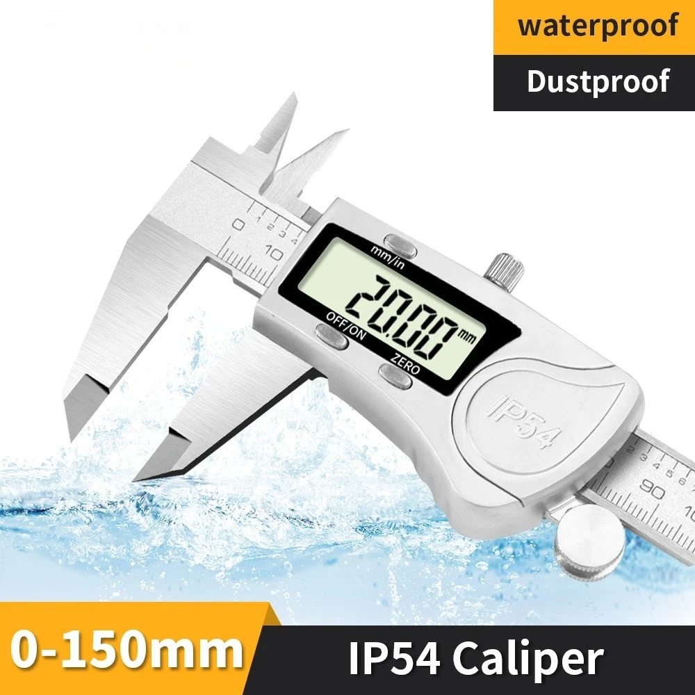 

Digital Caliper 150mm IP54 Waterproof Stainless Steel Electronic Vernier Calipers Metric/inch Micrometer Gauge Measuring Tools