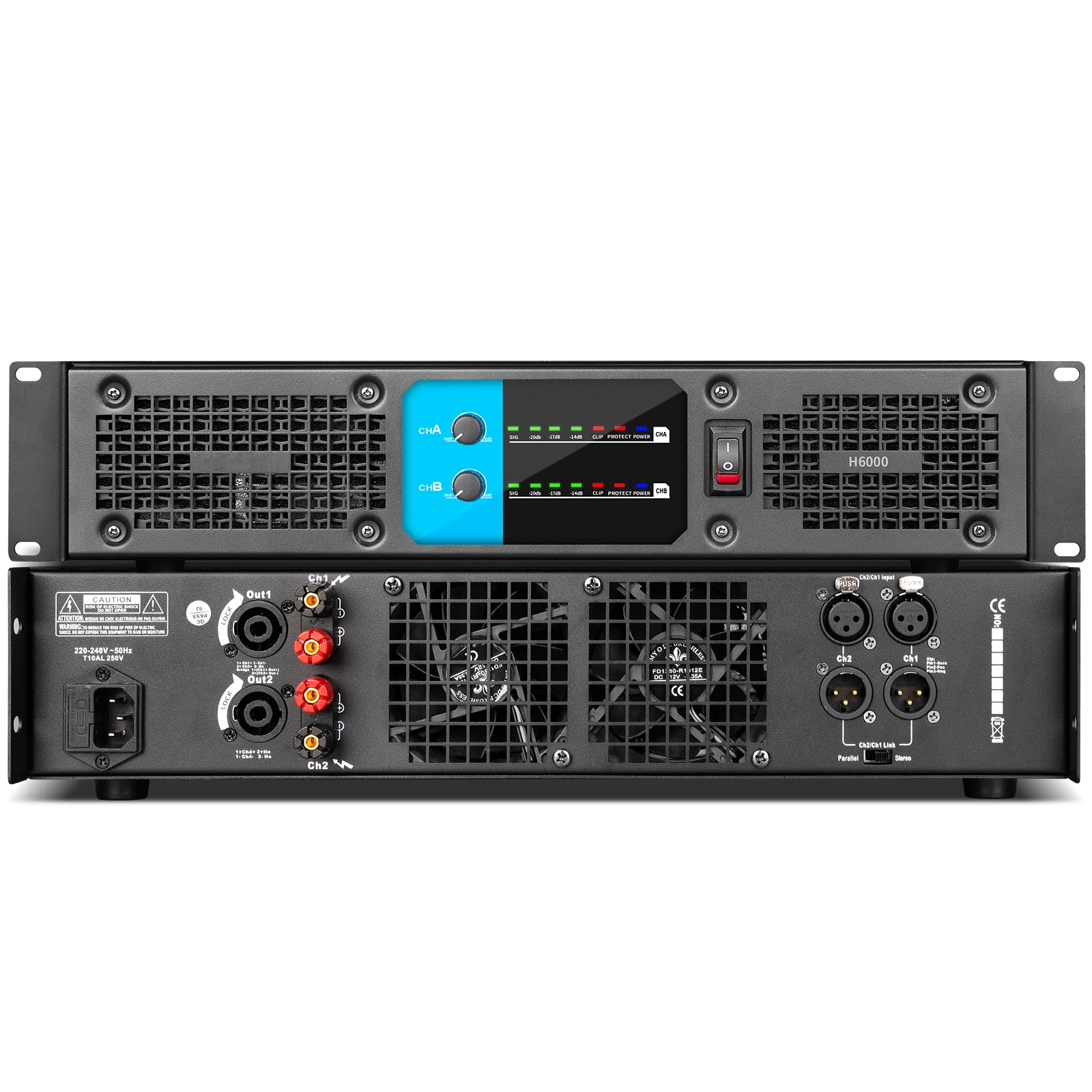 Hight Quality H6000 Professional Sound System Power Amplifier 600W*2 for Home Use Karaoke Stage