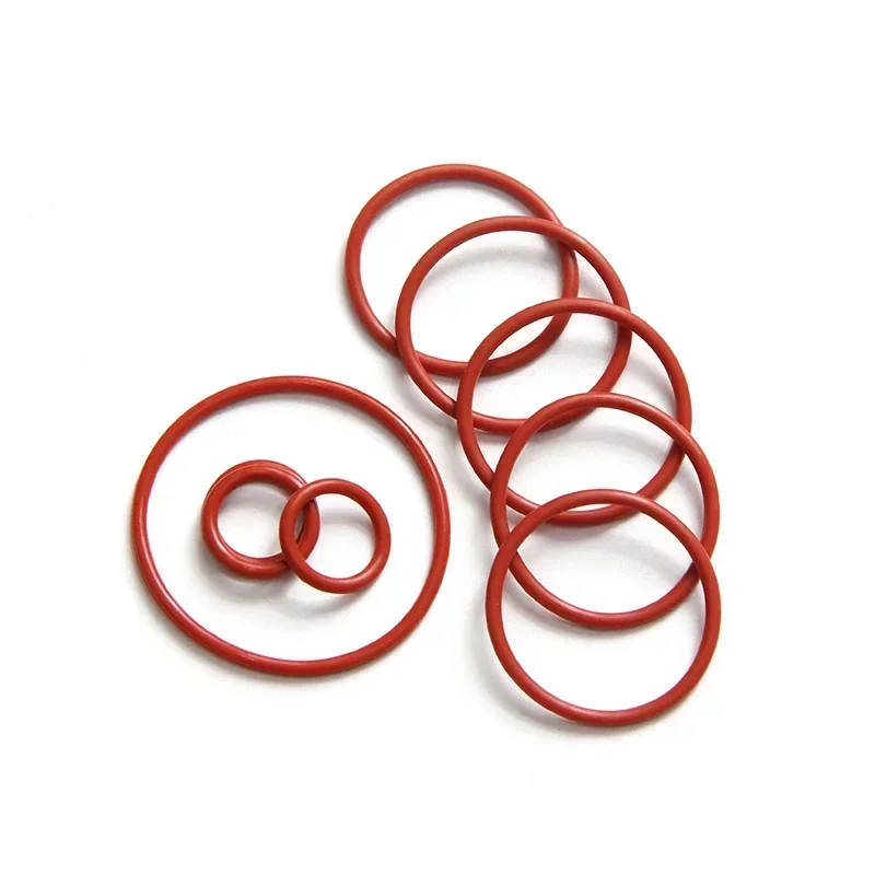 Rode VMQ O-ring pakkingdikte CS 1/2/3/4 mm OD 5 ~ 100 mm Rode waterdichte sluitring Ronde O-vorm siliconen ring Food Grade 50 stuks