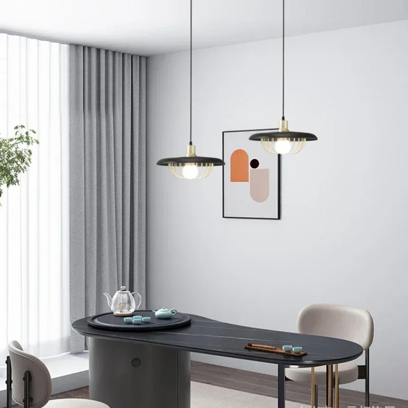 Italy Designer's imitation wood pendant lamp kitchen restaurant bar LED iron chandelier indoor art