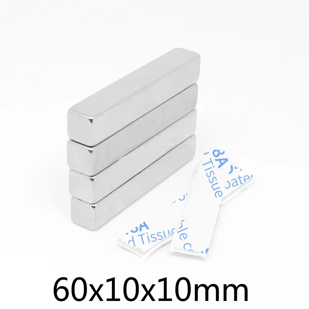 60x10x10mm Thick Sheet Powerful Strong Magnets With Tape 60*10*10 Block Magnet For DIY, Building, Scientific, Craft  60x10x10