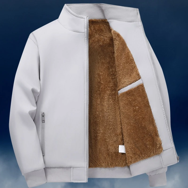 

Warm Fleece Jackets for Men Autumn Winter Business Office Dress Coat Casual Men's Winter Jacket Solid Color Luxury Outerwear Man
