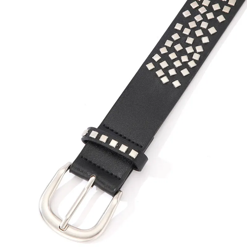 Punk Women's Belt Irregular Studs Heavy Duty Metal Hardware Versatile For Jeans Pants Casual Daily