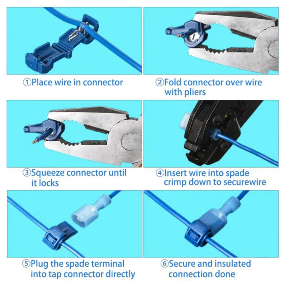 72 Paar T-Draht-Schnellverbinder, T-Tap-Kabelklemmen, selbstabisolierend mit vollständig isoliertem Nylon, Stecker-Schnellkupplungs-Kit – Detail 3