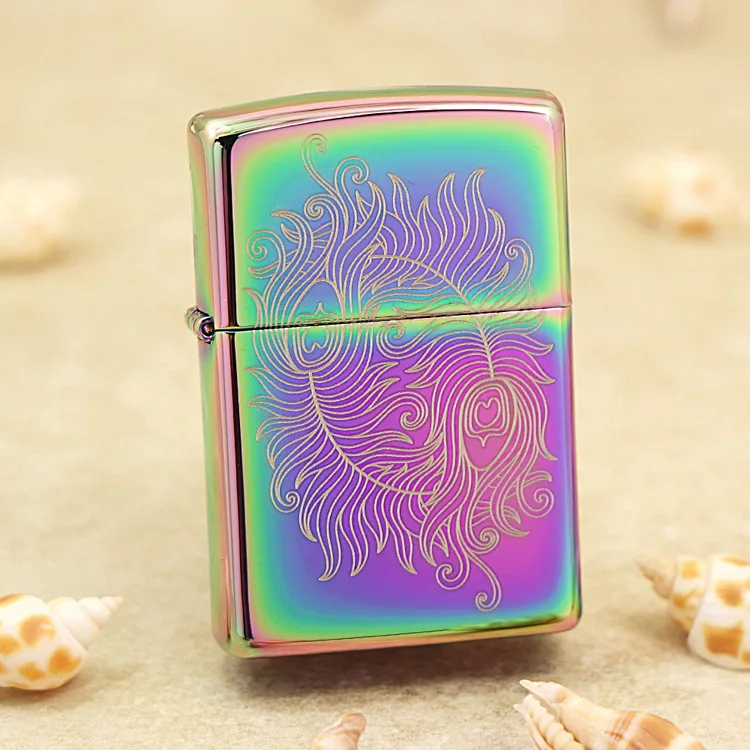 

Genuine Zippo Phantom Feather oil lighter copper windproof cigarette Kerosene lighters Gift with anti-counterfeiting code