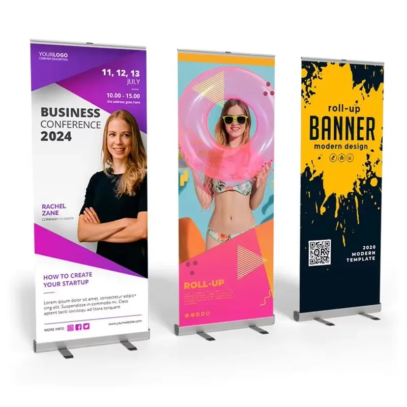 Roll up Roll Down Promotional Advertising Stand Displays Aluminum Retractable Trade Shows Banners