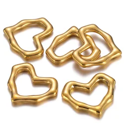 5pcs Gold Plated Stainless Steel 19x16.5mm Large Heart Charm Pendants for Women DIY Love Jewelry Necklaces Making Findings