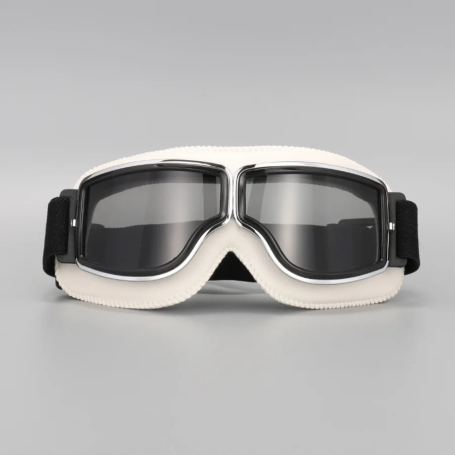 Lunettes de casque de moto en cuir coupe-vent, lunettes de protection de sécurité, anti-absorbe ouissement, motocross, cross-country, steampunk, faciles à transporter