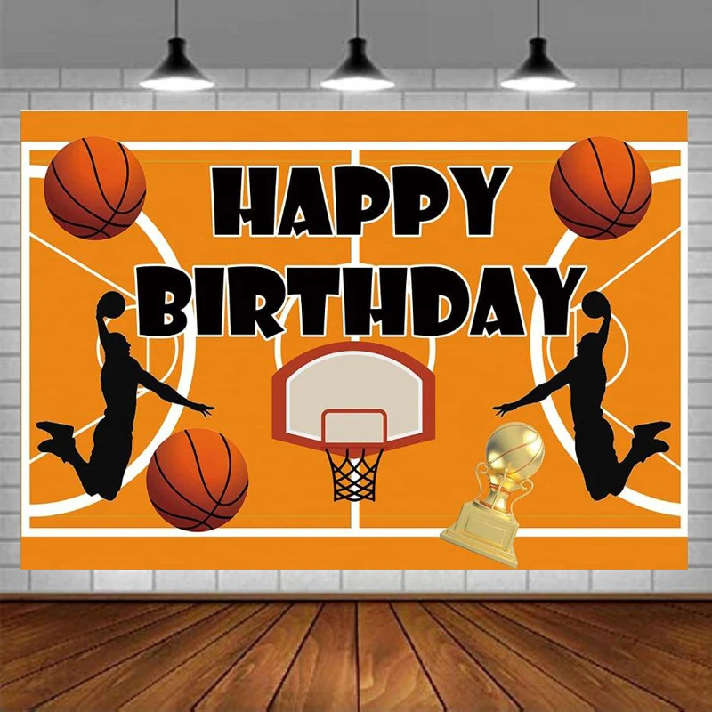 Basketball Sports Theme Happy Birthday Party Photography Backdrop Baby Shower Cake Table Yard Indoor Outdoor Background Decor