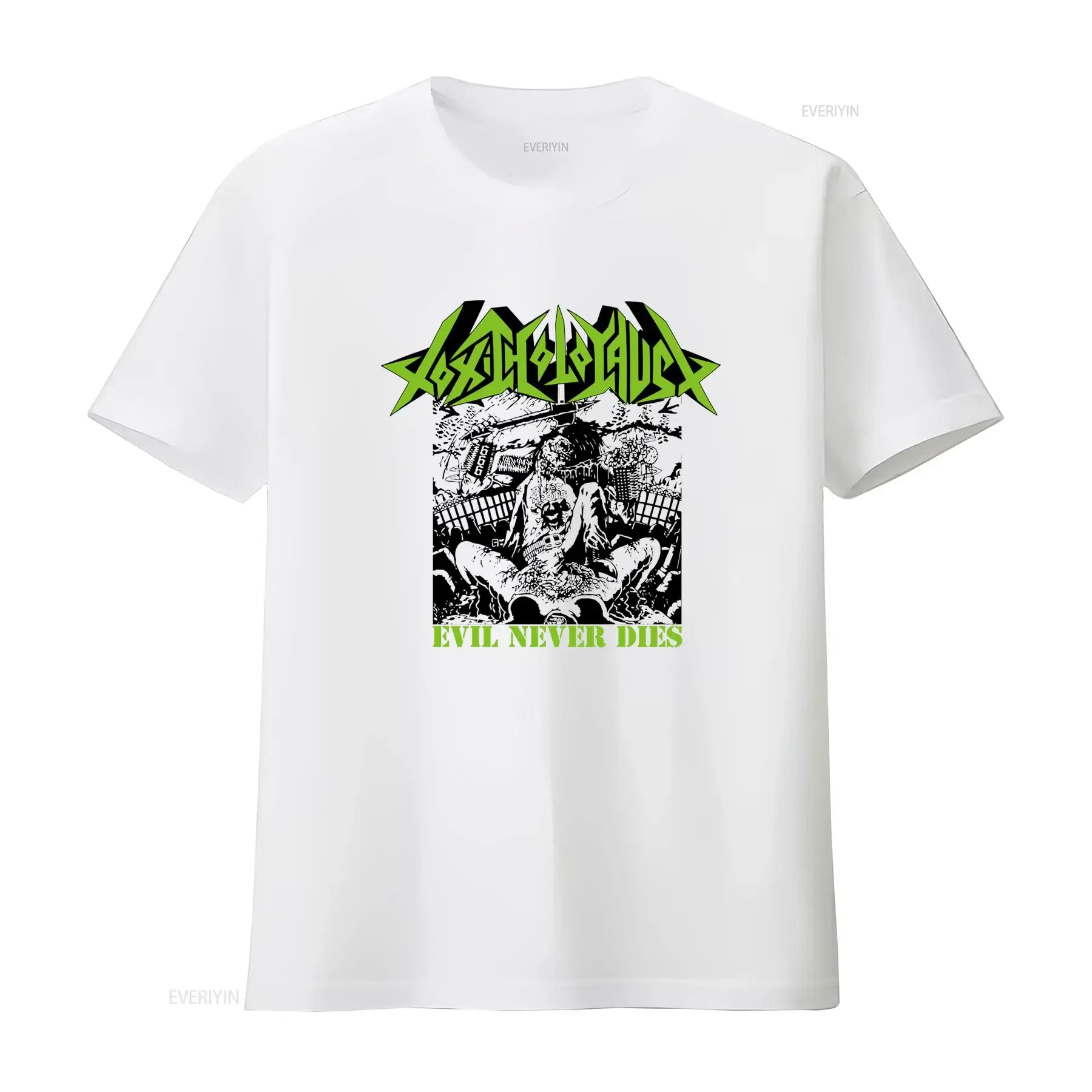 TOXIC HOLOCAUST EVIL NEVER DIES T Shirt White Cotton Sizes S to 5XL vintage Washed Breathable homme Slightly Stylish Stretched