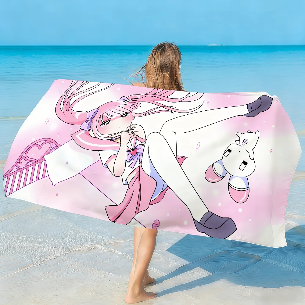 Anime Menhera Chan Towel Soft Lightweight Anti-Sand Large Beach Towel Quick-Drying Bath Sports Family