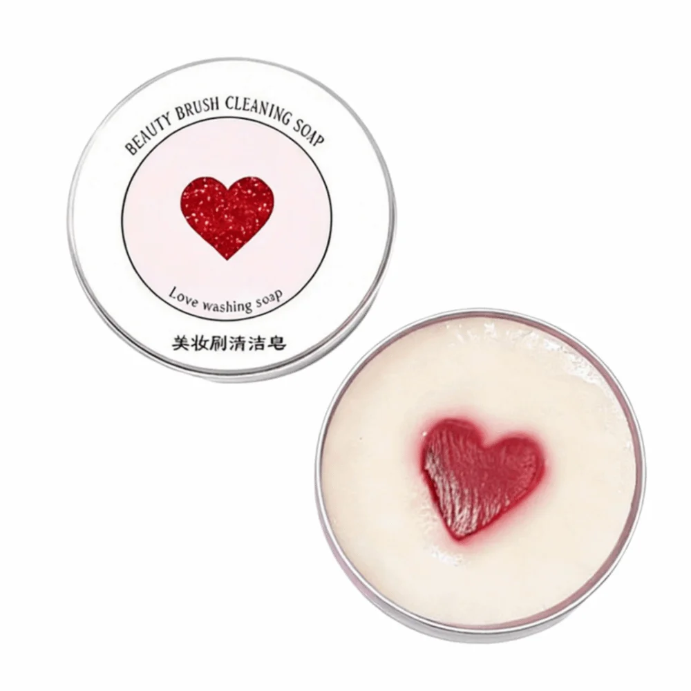 Hand-washing Makeup Brush Cleaner Soap Heart Shape Peach Scented Beauty Sponge Cleaner Deep Cleaning Solid Bar Cleansing Soap