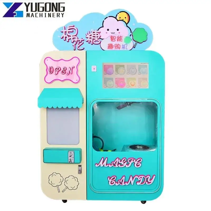 YG Automatic Cotton Candy Vending Machine Robot Commercial Floss Marshmallow Sugar Electric Making Flower Cotton Candy Machine