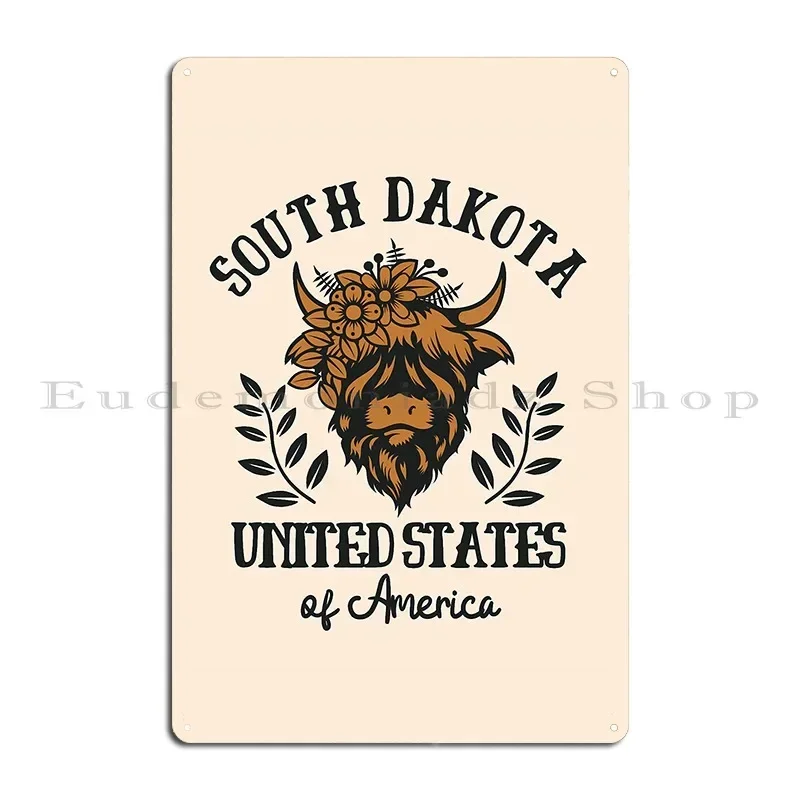 Retro Sixties South Dakota United States Of America Black Metal Plaque Poster Wall Decor Personalized Customized Tin Sign Poster