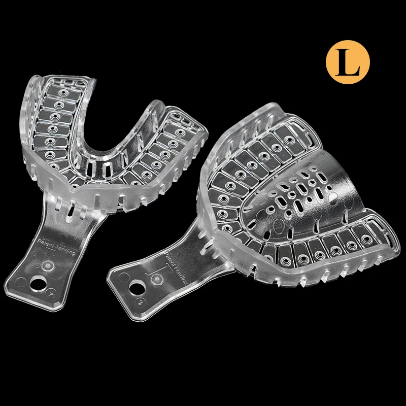 3 Pairs Dental Implant Tray Plastic Teeth Holder Full Mouth Partial Mold Tray Disposable Impression Trays S/M/L Dentist Tools