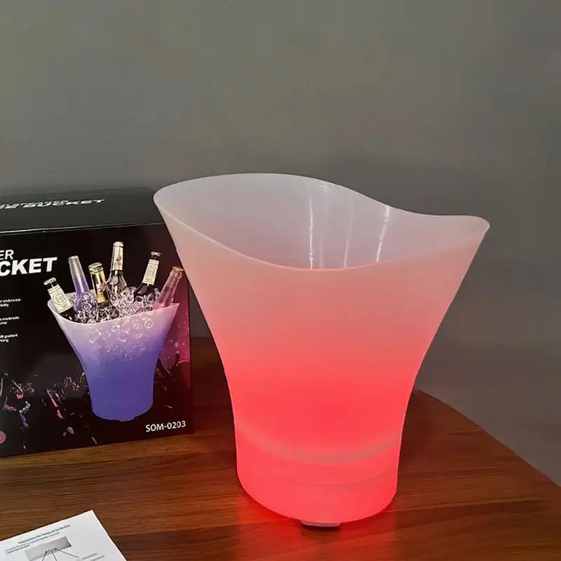 LED Ice Bucket 7L Light-up Ice Cube Colorful Radiant Ice Bucket Waterproof Lighted Drink Containers With Built-in Wireless