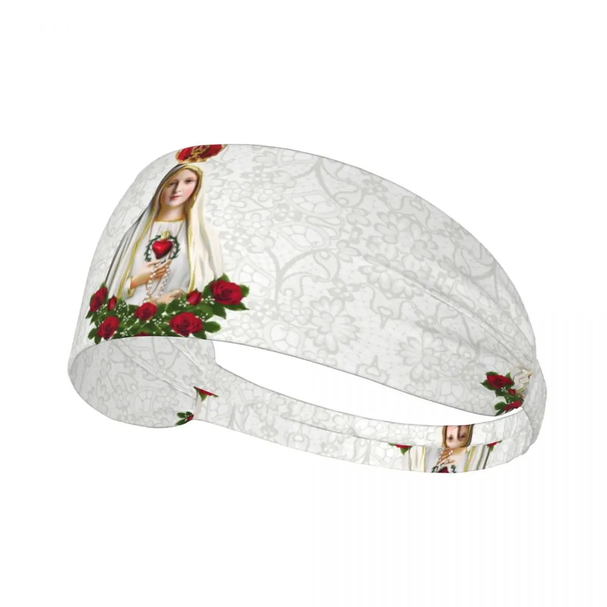 Custom Our Lady Of Fatima Virgin Mary Training Sweatbands Women Non Slip Absorbent Portugal Rosary Catholic Headbands Football